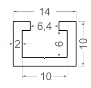 Верстатний профіль 10х14 – 1000мм (1 метр)