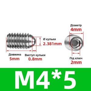 Плунжер кульковий гвинтовий М4 - 5 мм