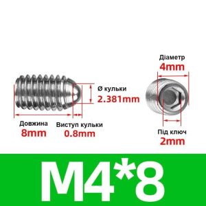 Плунжер кульковий гвинтовий М4 - 8 мм