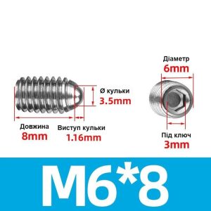 Плунжер кульковий гвинтовий М6 - 8 мм