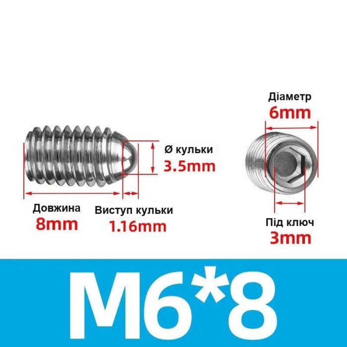 plunger-ball-m6-8 Плунжер кульковий гвинтовий М6 - 8 мм